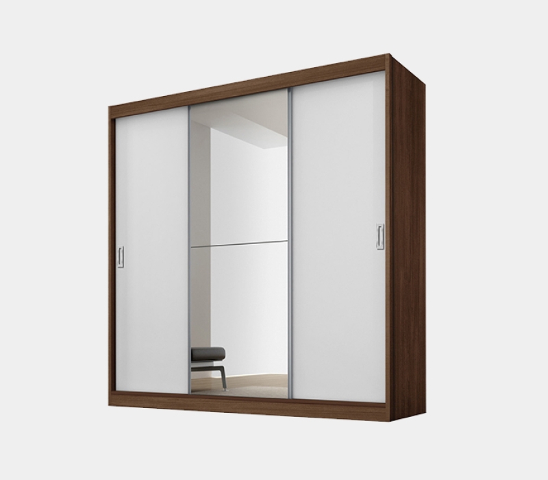 Guarda-Roupa Fama Flórida Plus com 3 Portas de Correr, 4 Gavetas e Espelho